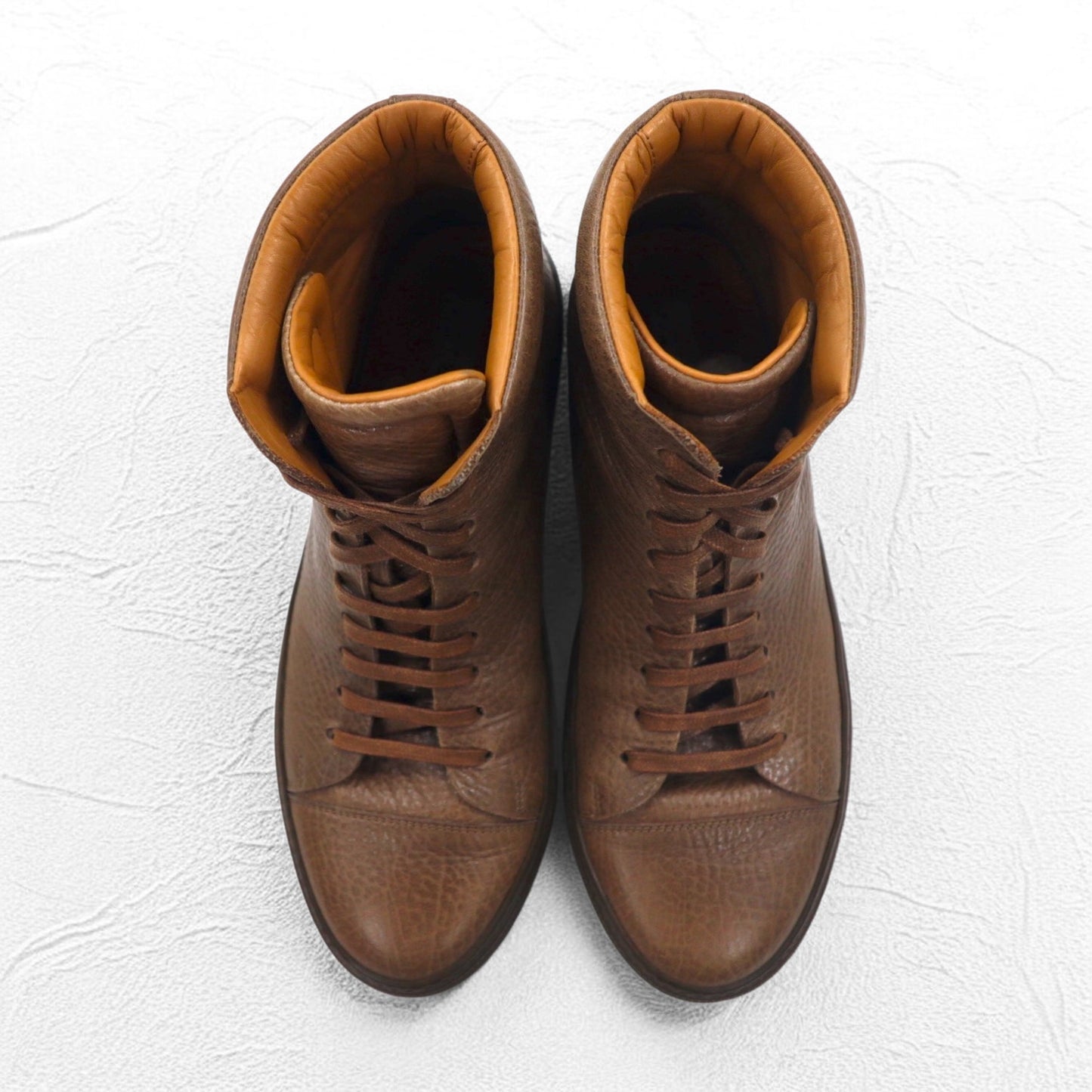 Acne Studios Italian made high cut leather sneakers, 26cm, brown grained leather, Adrian High FG