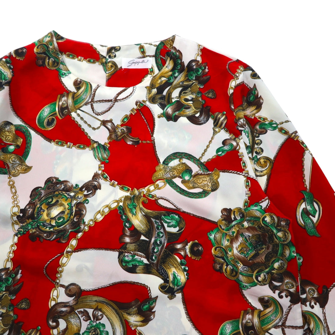 Vintage 90s Japan Made Retro Patterned Blouse Sampaquita Scarf Retro Blouse M Red
