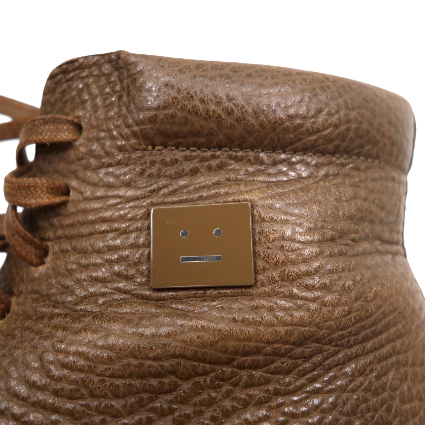 Acne Studios Italian made high cut leather sneakers, 26cm, brown grained leather, Adrian High FG