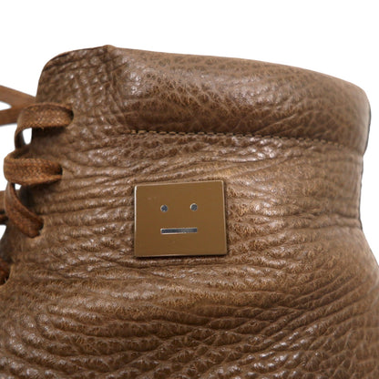 Acne Studios Italian made high cut leather sneakers, 26cm, brown grained leather, Adrian High FG