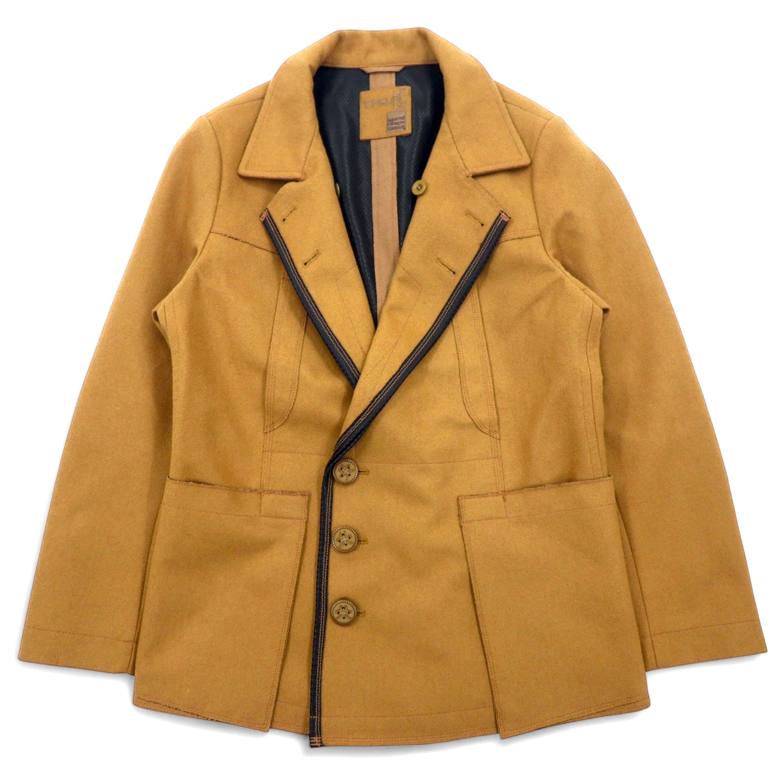 日本然リトテ-古着オンライン-MARITHE FRANCOIS GIRBAUD ツイード ダブル テーラードジャケット M ベージュ ウール M7-4760-MARITHE FRANCOIS GIRBAUD Tweed Double Tailored Jacket M Beige Wool M7-4760