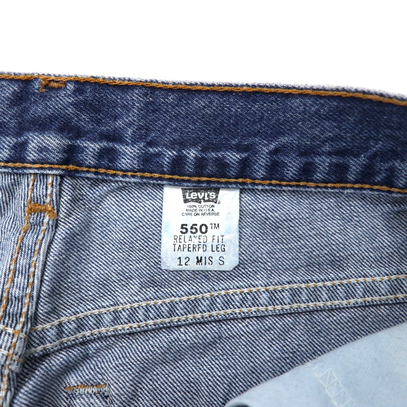 Levi's USA 550 Relaxed Fit Tapered Denim Pants 12 Blue Cotton Zipper Fly Button Back 512