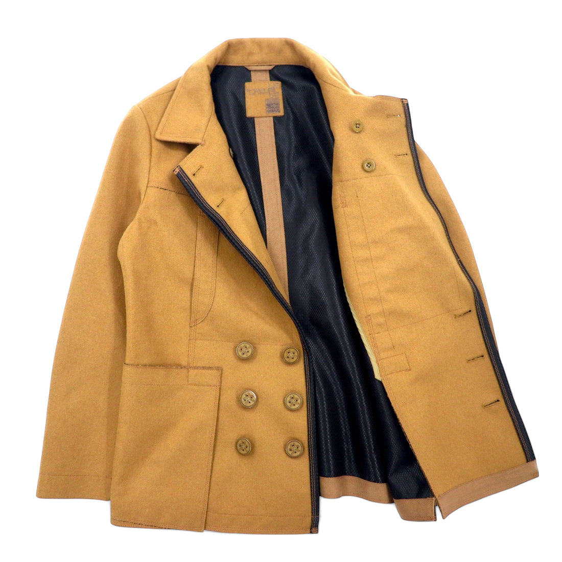 MARITHE FRANCOIS GIRBAUD Tweed double-breasted tailored jacket M Beige Wool M7-4760