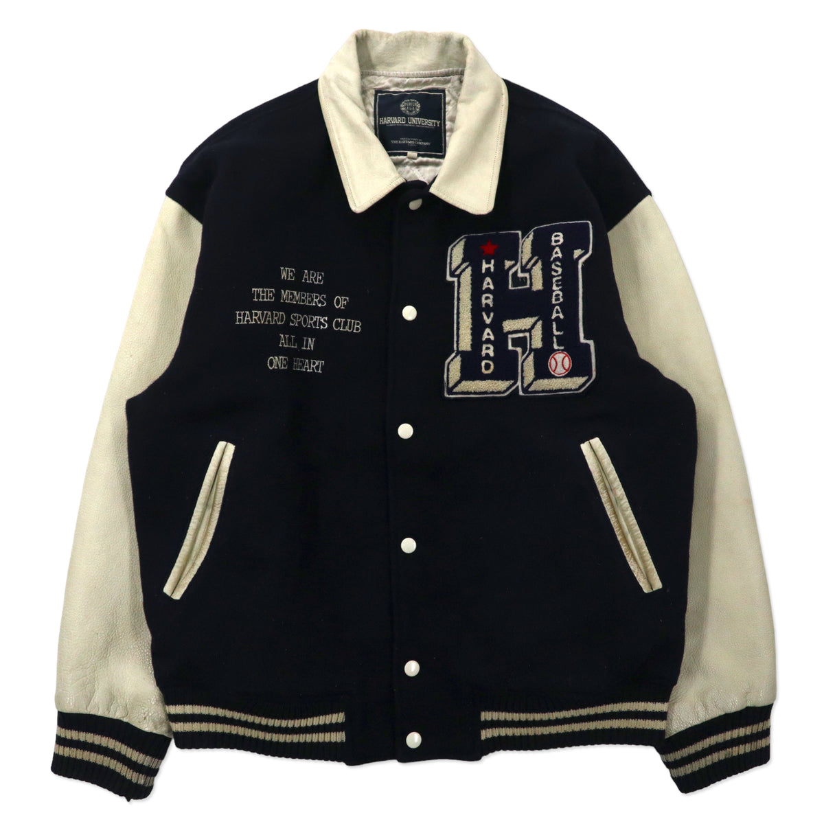 美品 HARVARD スタジャン 締切ら レザー切替 ビンテージ L