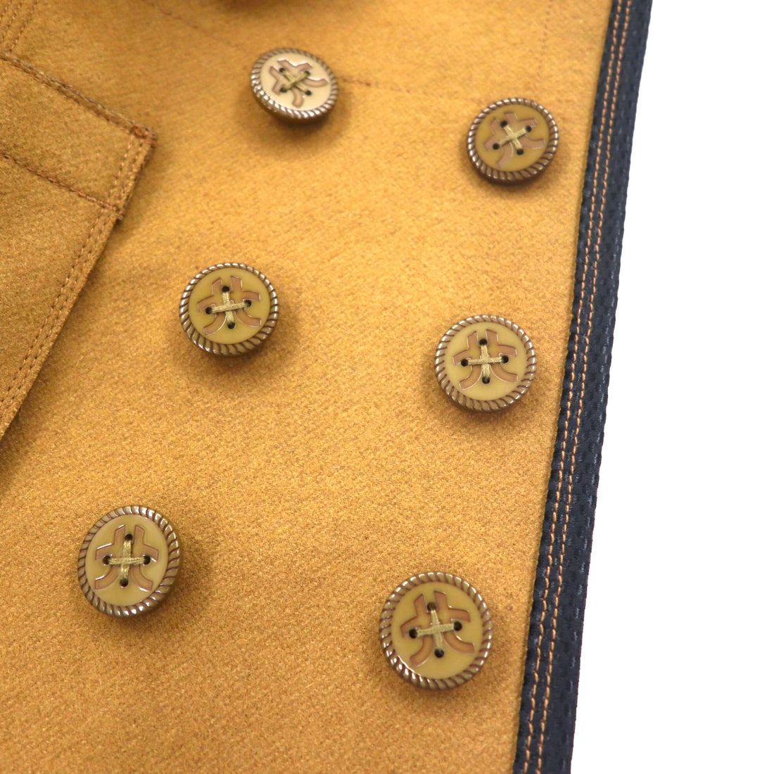 MARITHE FRANCOIS GIRBAUD Tweed double-breasted tailored jacket M Beige Wool M7-4760