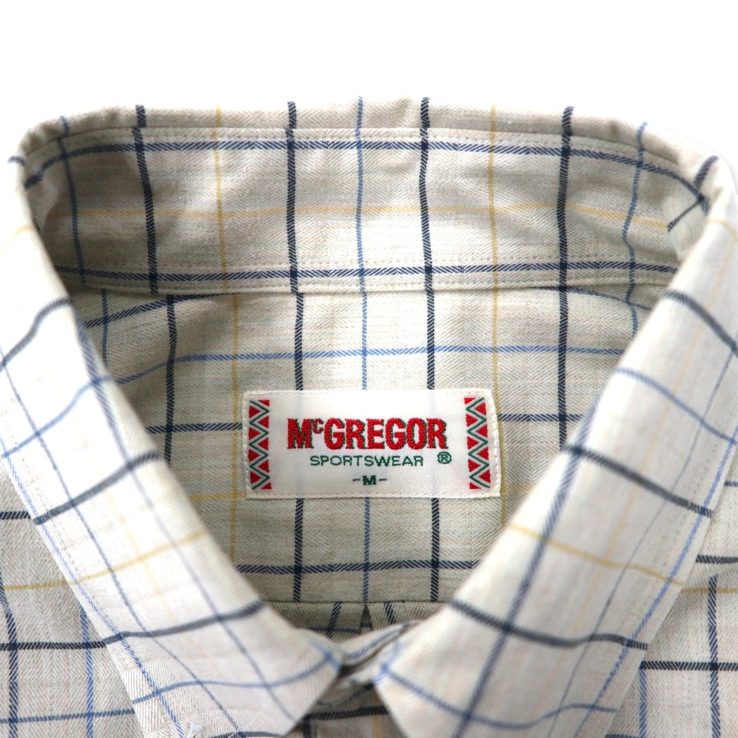 McGREGOR 90年代 ウィンドウペンチェック ボタンダウンシャツ M ベージュ コットン