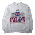 日本然リトテ-古着オンライン-JERZEES USA製 90年代 SUPER SWEATS ユニオンジャック プリント スウェット M グレー コットン ENGLAND-Jerzees USA MADE 90s SUPER SWEATS Union Jack Print Sweatshirt M Gray Cotton ENGLAND