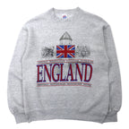 日本然リトテ-古着オンライン-JERZEES USA製 90年代 SUPER SWEATS ユニオンジャック プリント スウェット M グレー コットン ENGLAND-Jerzees USA MADE 90s SUPER SWEATS Union Jack Print Sweatshirt M Gray Cotton ENGLAND