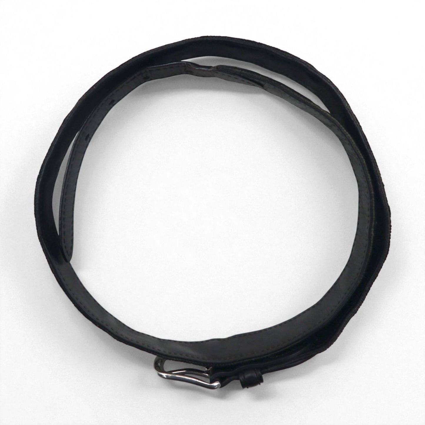 RUGBY Ralph Lauren skull leather belt in black wool with a silver buckle