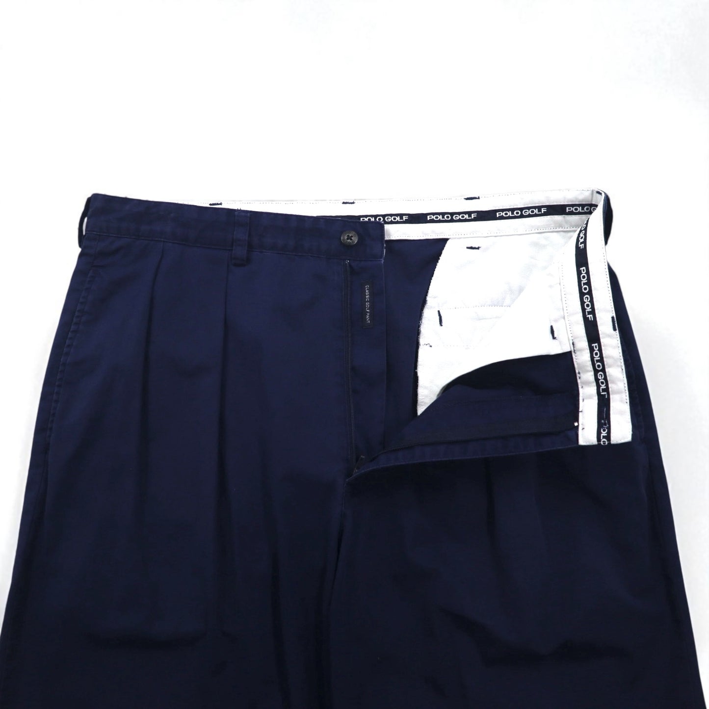 POLO GOLF RALPH LAUREN 90年代 2タック ワイド チノパンツ L ネイビー コットン