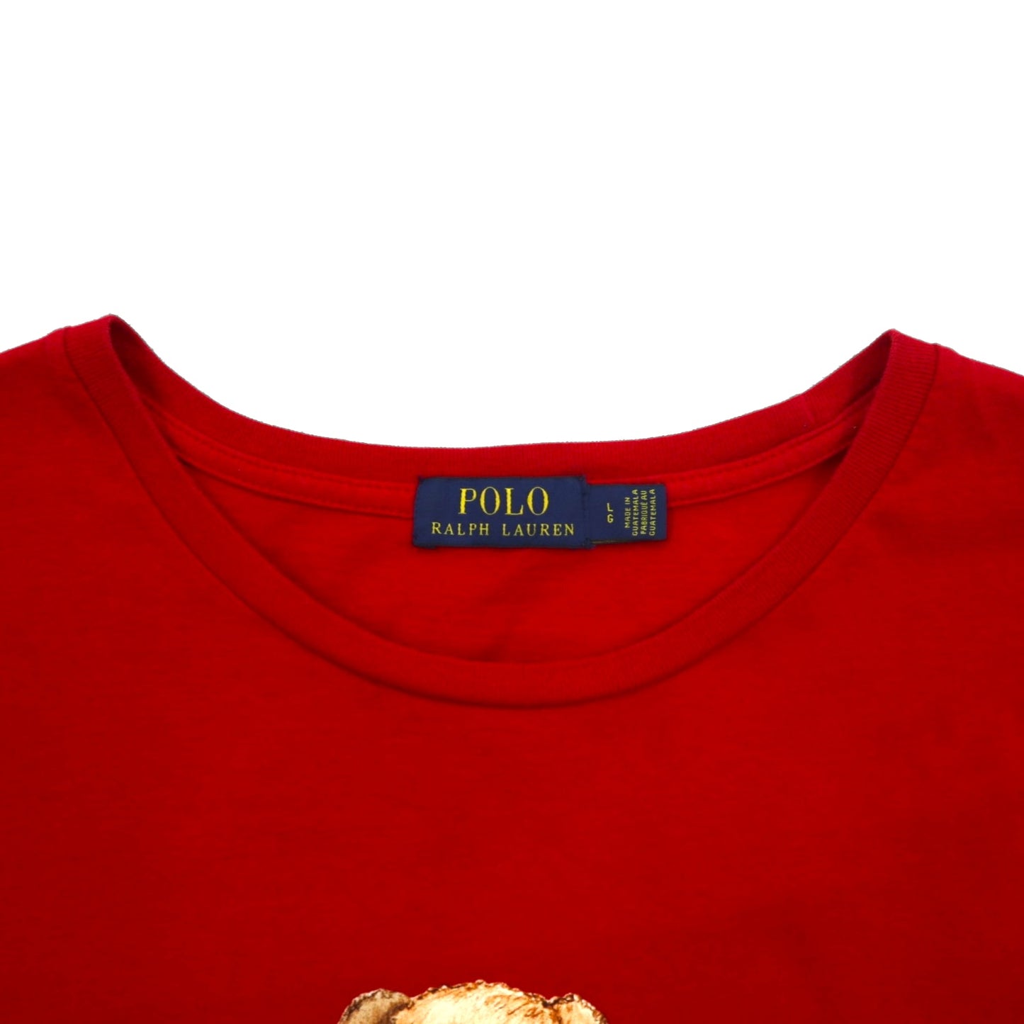 POLO RALPH LAUREN ポロベア プリント Tシャツ L レッド コットン