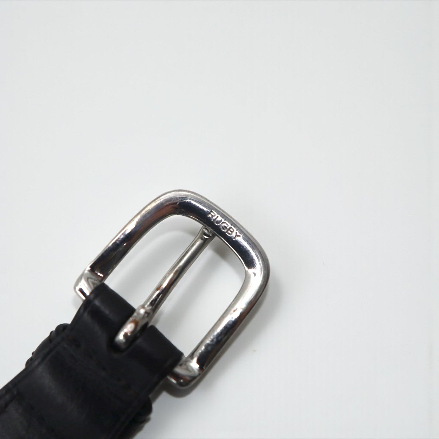 RUGBY Ralph Lauren skull leather belt in black wool with a silver buckle