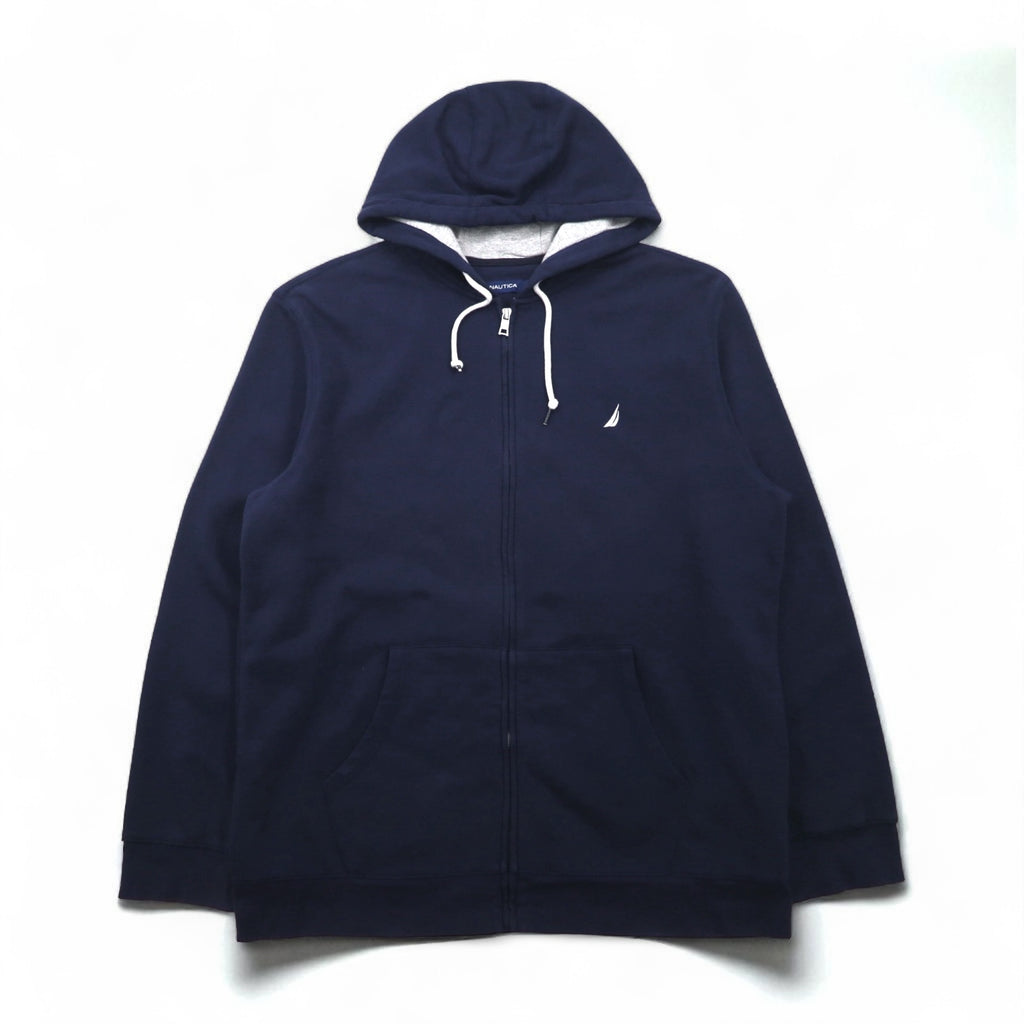 NAUTICA Oversized Full-Zip Hoodie, Size 2XL, Navy, Fleece-Lined, with Embroidered Logo
