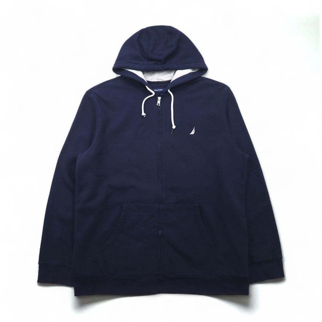 NAUTICA Oversized Full-Zip Hoodie, Size 2XL, Navy, Fleece-Lined, with Embroidered Logo