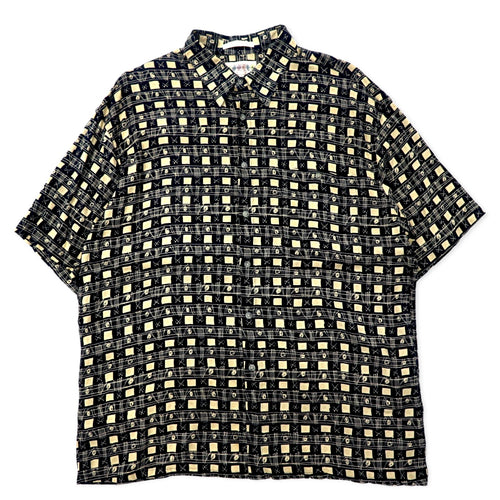 日本然リトテ-古着オンライン-90年代 CAMPIA MODA アロハシャツ XL ブラック レーヨン 総柄-90's CAMPIA MODA Hawaiian Shirt XL Black Rayon patterned