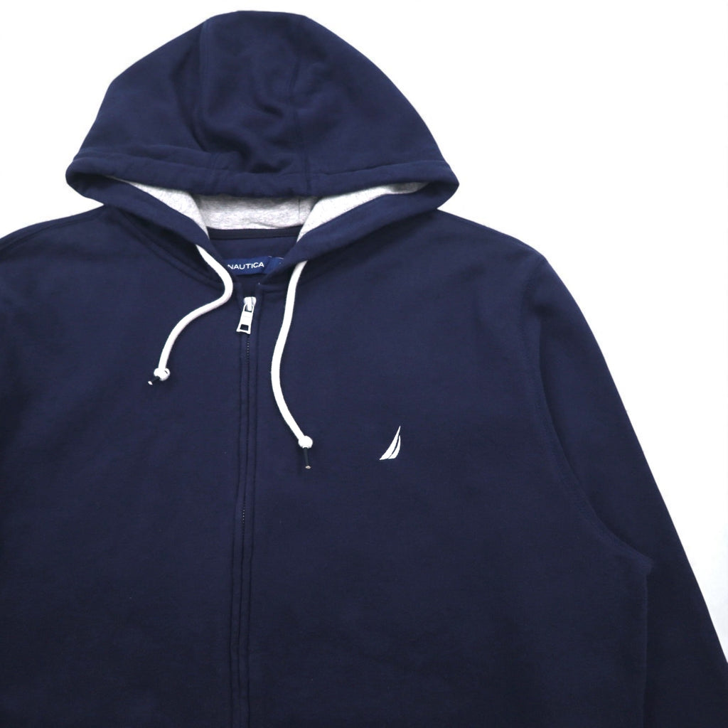 NAUTICA Oversized Full-Zip Hoodie, Size 2XL, Navy, Fleece-Lined, with Embroidered Logo