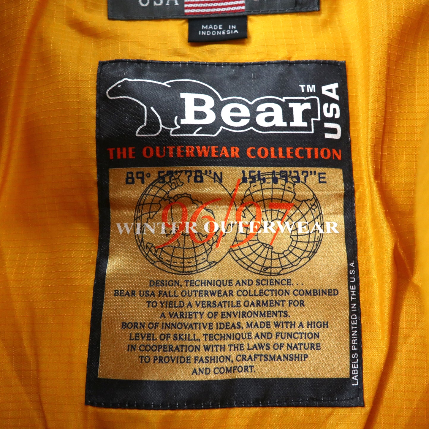 Bear USA 90's Reversible Puffer Jacket XL Black Yellow – 日本然リトテ