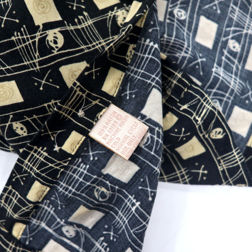 90s CAMPIA MODA Aloha Shirt XL Black Rayon All-over Pattern