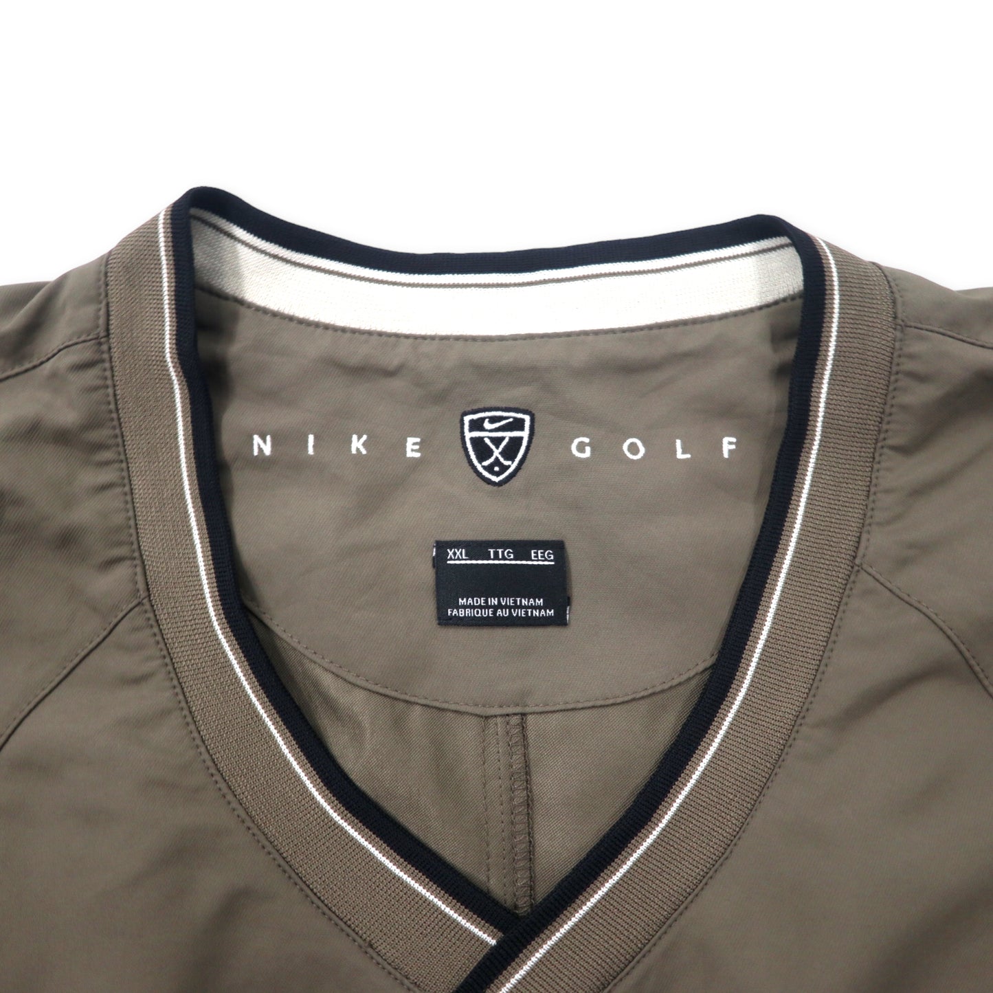 NIKE GOLF ピステ プルオーバー ナイロンジャケット XXL ベージュ ポリエステル US企業 刺繍 ビッグサイズ