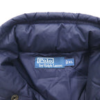 Polo Ralph Lauren XL Down Jacket in Navy with Chin Strap, Chest Pocket, and Stand Collar