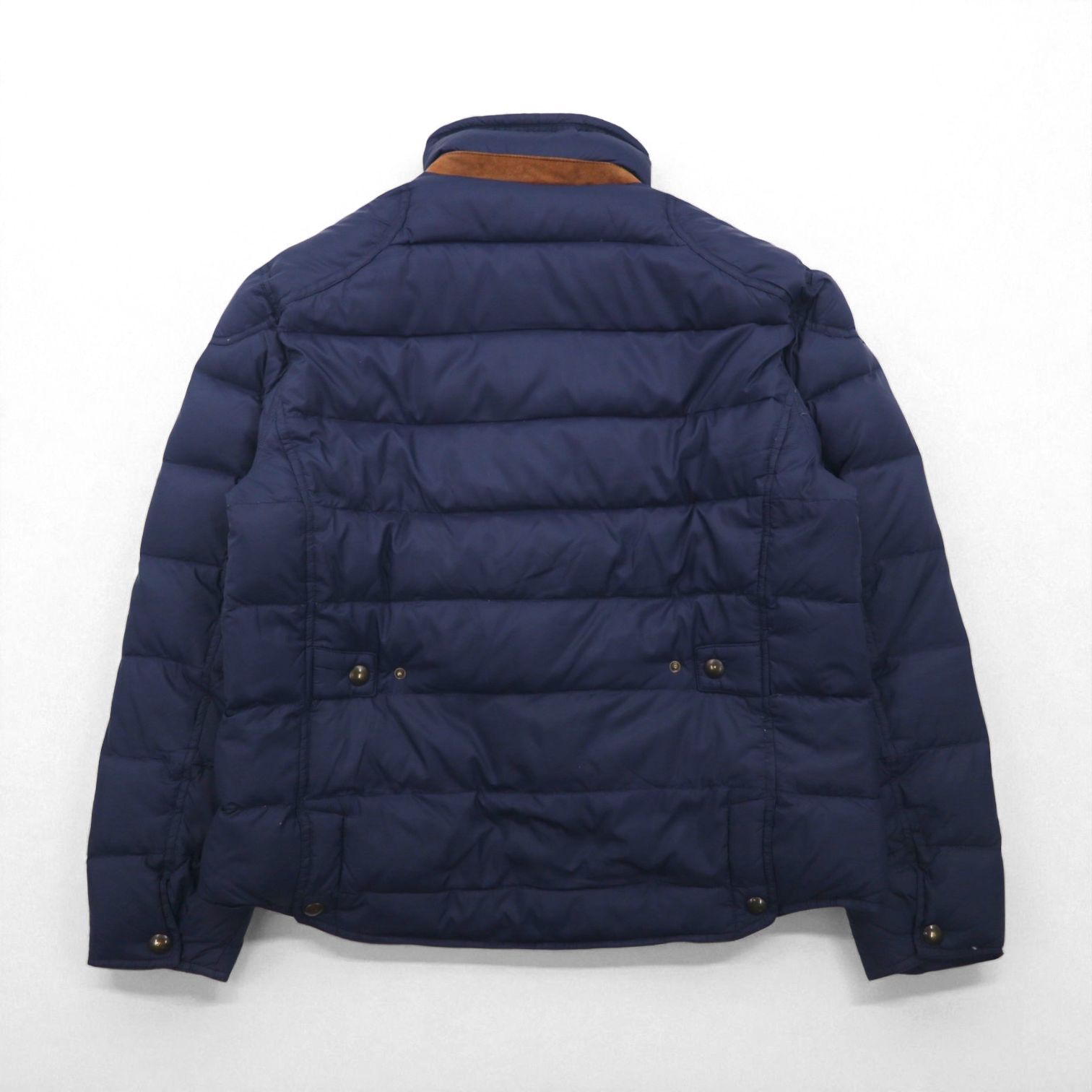 Polo Ralph Lauren XL Down Jacket in Navy with Chin Strap, Chest Pocket, and Stand Collar
