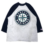日本然リトテ-古着オンライン-USA製 90年代 LOGO ATHLETIC MLB ラグランスリーブ Tシャツ XL グレー ネイビー コットン マリナーズ ビッグサイズ-USA Made 90's LOGO ATHLETIC MLB Raglan Sleeve T-Shirt XL Gray Navy Cotton Mariners Big Size