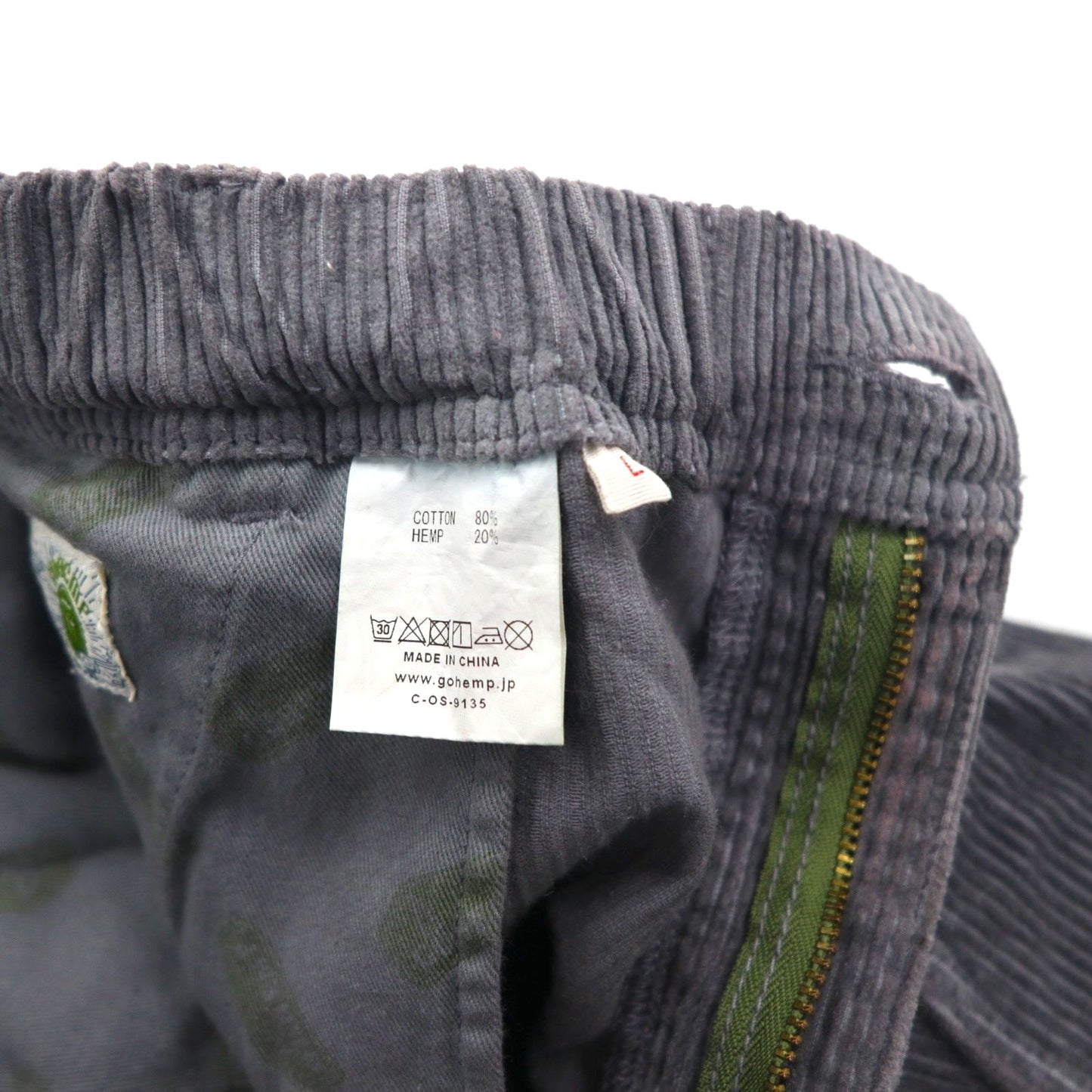 GOHEMP Corduroy Easy Pants, High Explorer Pants, Outdoor Climbing Pants, Size L, Gray, Tapered, Loose Fit
