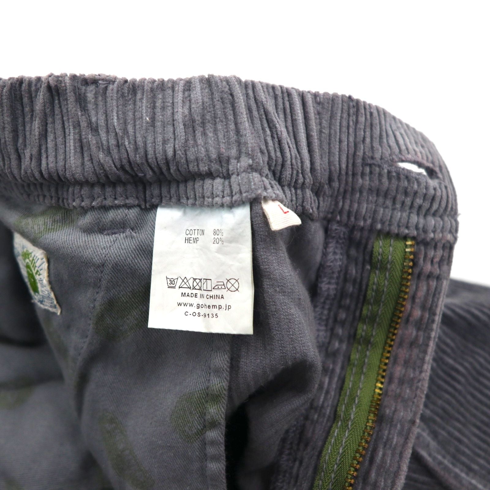 GOHEMP Corduroy Easy Pants, High Explorer Pants, Outdoor Climbing Pants, Size L, Gray, Tapered, Loose Fit