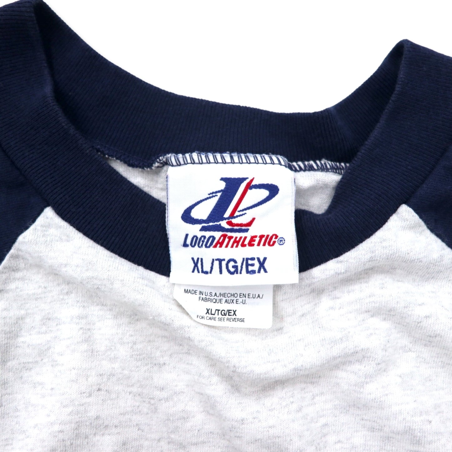 USA製 90年代 LOGO ATHLETIC MLB ラグランスリーブ Tシャツ XL グレー ネイビー コットン マリナーズ ビッグサイズ