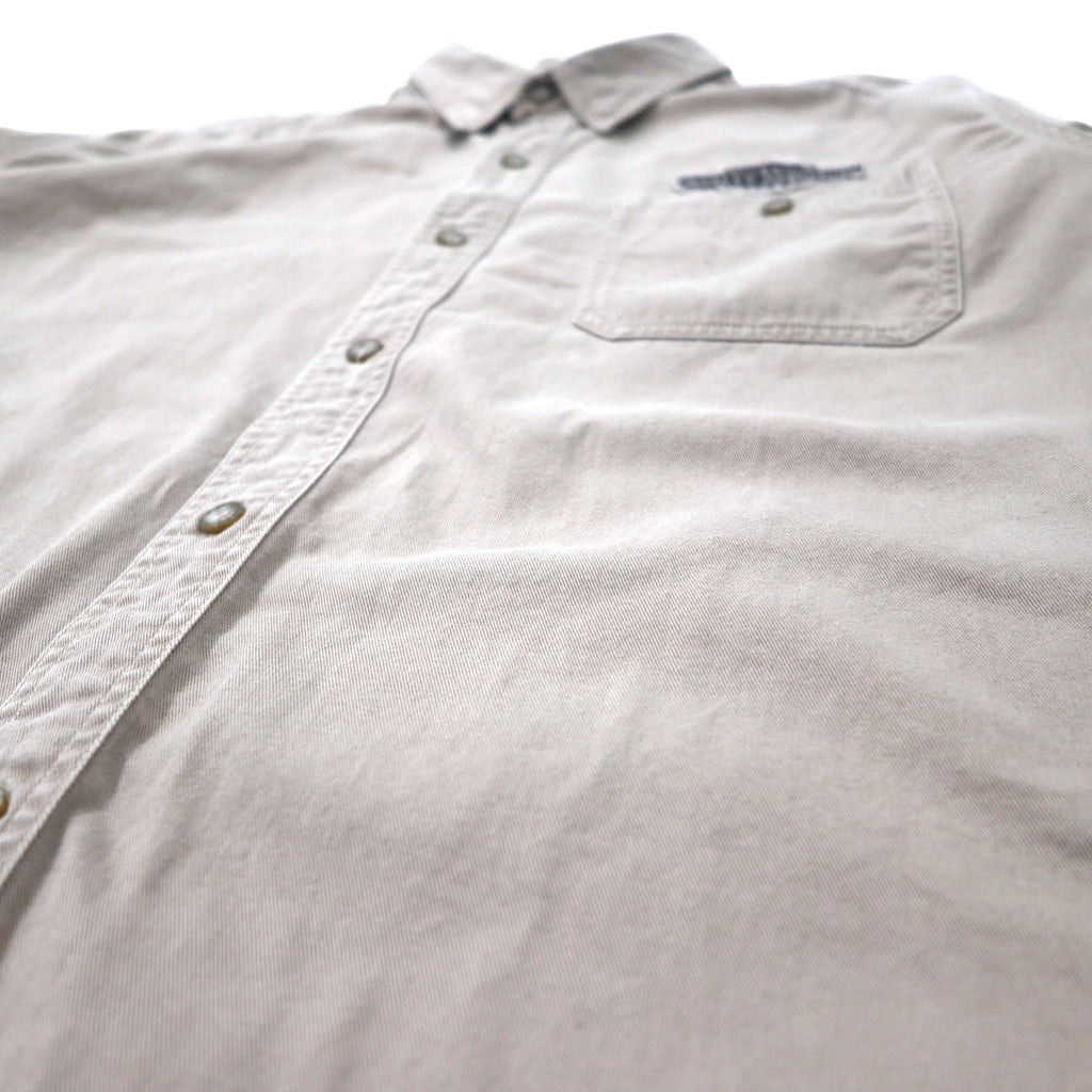 HARLEY DAVIDSON Back Logo Embroidery Cotton Twill Shirt 2XL Beige Big Size