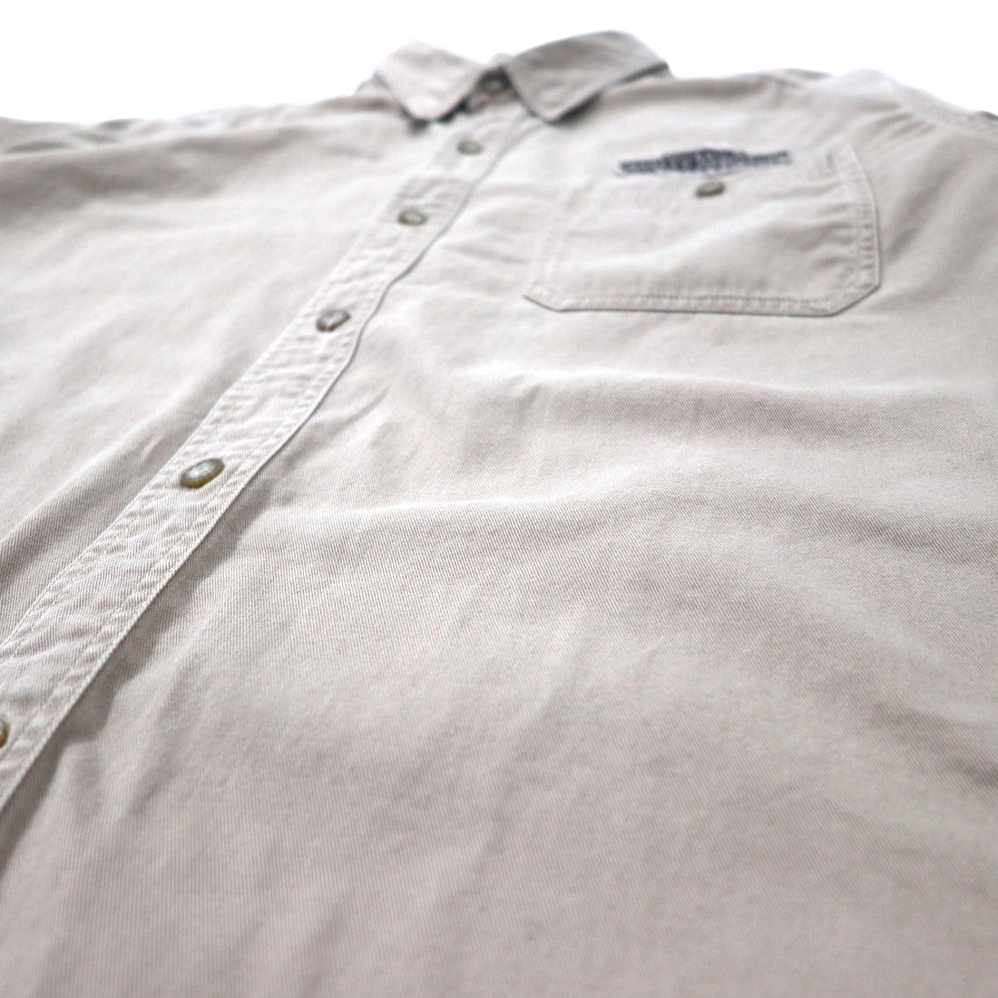 HARLEY DAVIDSON Back Logo Embroidery Cotton Twill Shirt 2XL Beige Big Size