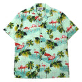 日本然リトテ-古着オンライン-ハワイ ( USA製 ) 90年代 PACIFIC LEGEND オープンカラー アロハシャツ M グリーン コットン 総柄 フラミンゴ ビーチ-Hawaii (USA Made) 90's PACIFIC LEGEND Open collar Hawaiian Shirt M Green Cotton Patterned Flamingo Beach