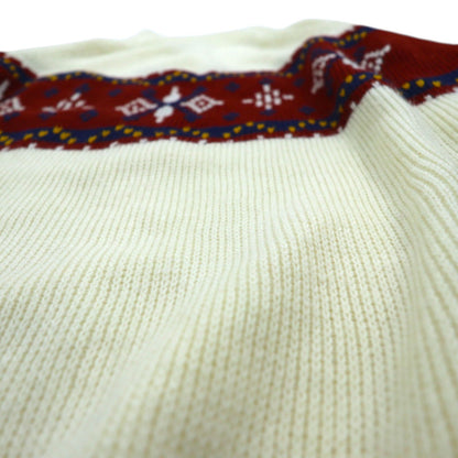 J.C.PENNEY 80年代 モックネック ニット セーター XL 生成り アクリル ノルディック柄