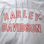 HARLEY DAVIDSON Back Logo Embroidery Cotton Twill Shirt 2XL Beige Big Size