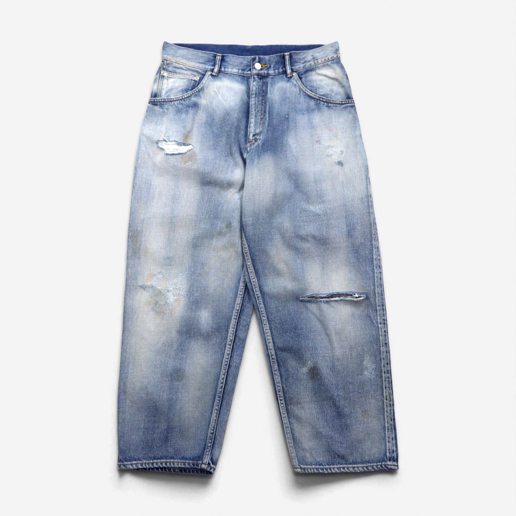 ANCELLM セルビッヂ テーパード デニムパンツ SELVEDGE TAPERED 5P DENIM PANTS L インディゴ ヴィンテージ加工 ANC-PT03-B