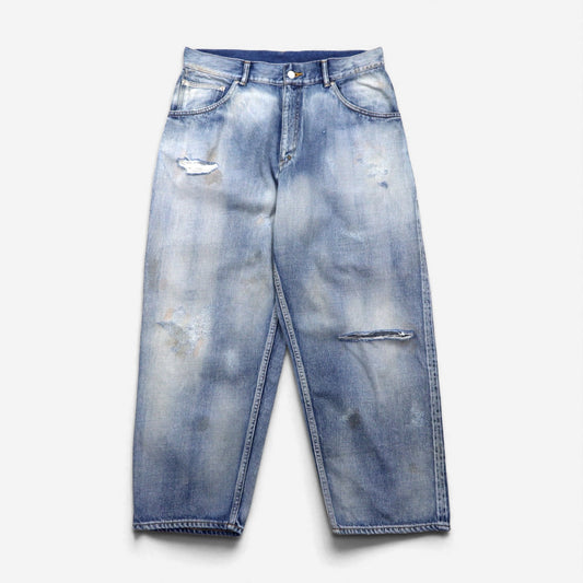 ANCELLM セルビッヂ テーパード デニムパンツ SELVEDGE TAPERED 5P DENIM PANTS L インディゴ ヴィンテージ加工 ANC-PT03-B