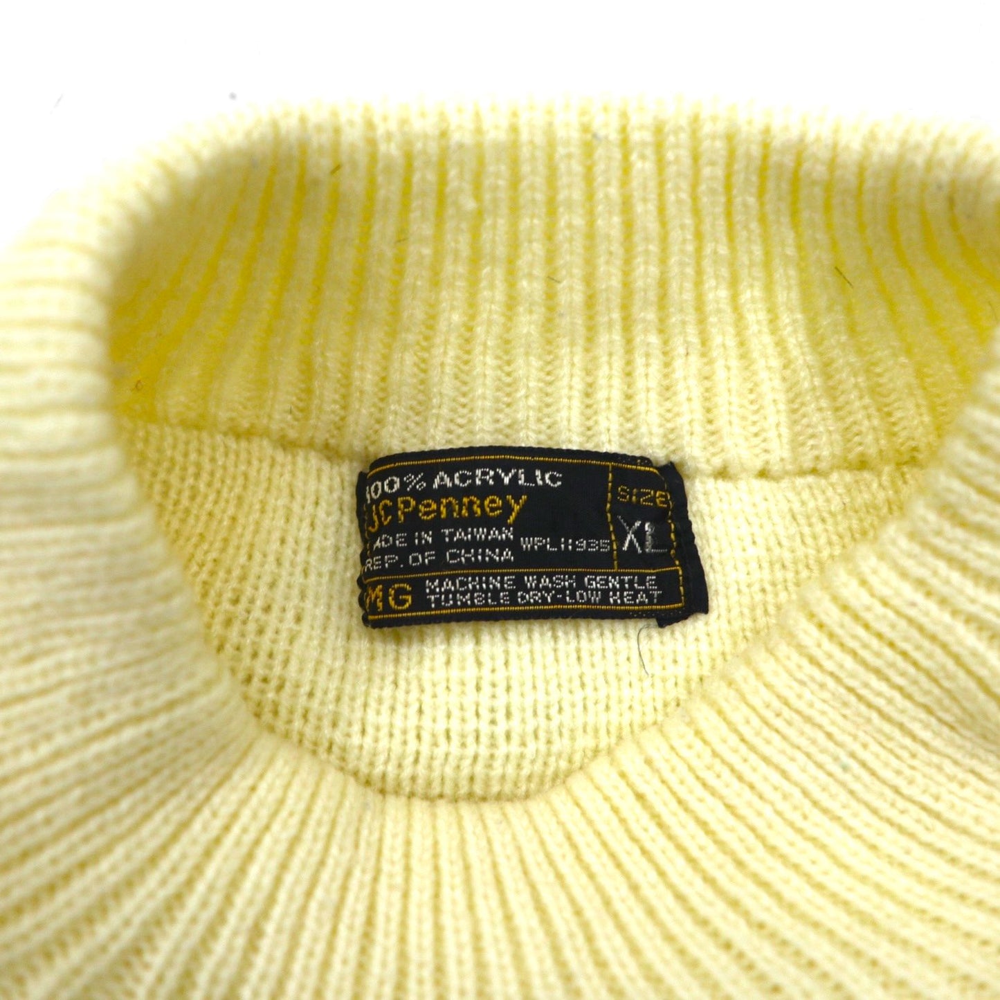 J.C.PENNEY 80年代 モックネック ニット セーター XL 生成り アクリル ノルディック柄