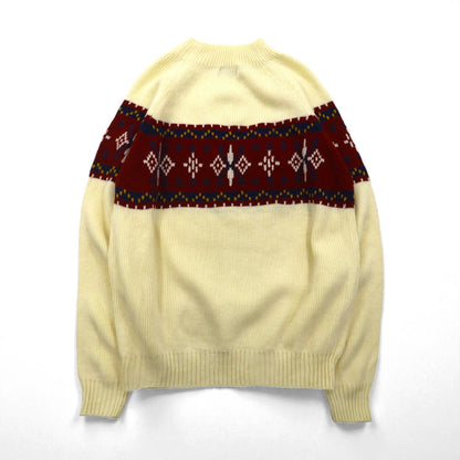 J.C.PENNEY 80年代 モックネック ニット セーター XL 生成り アクリル ノルディック柄