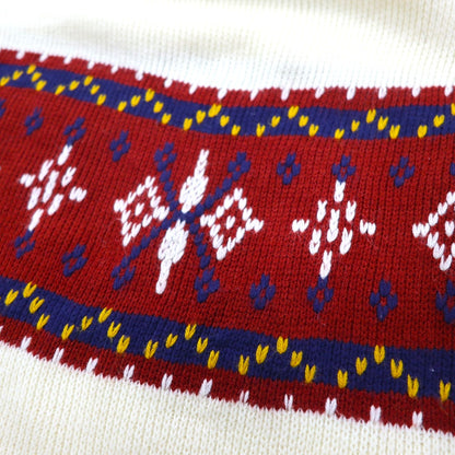 J.C.PENNEY 80年代 モックネック ニット セーター XL 生成り アクリル ノルディック柄