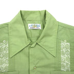 70年代 DON ROMEO キューバシャツ L グリーン ポリエステル コットン マルチポケット