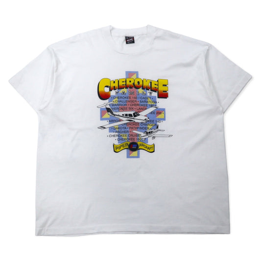 日本然リトテ-古着オンライン-USA製 90年代 FRUIT OF THE LOOM プリント Tシャツ XXXL ホワイト コットン CHEROKEE 飛行機 BEST ビッグサイズ-USA Made 90's FRUIT OF THE LOOM Print T-Shirt XXXL White Cotton CHEROKEE Airplane BEST Big Size