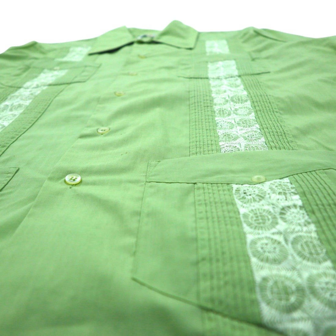 70年代 DON ROMEO キューバシャツ L グリーン ポリエステル コットン マルチポケット