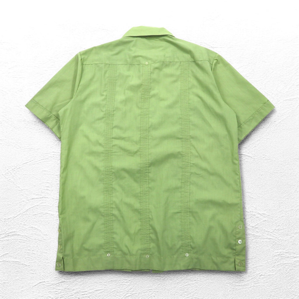 70年代 DON ROMEO キューバシャツ L グリーン ポリエステル コットン マルチポケット
