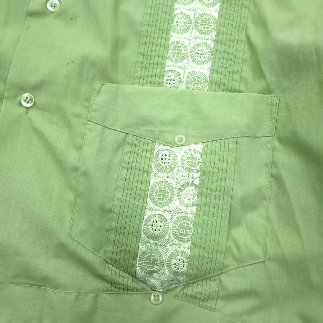 70年代 DON ROMEO キューバシャツ L グリーン ポリエステル コットン マルチポケット