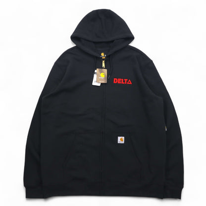 Carhartt フルジップパーカー XL ブラック 裏起毛 DELTA 刺繍 MIDWEIGHT HOODED ZIPFRONT SWEAT K122 メキシコ製 未使用品
