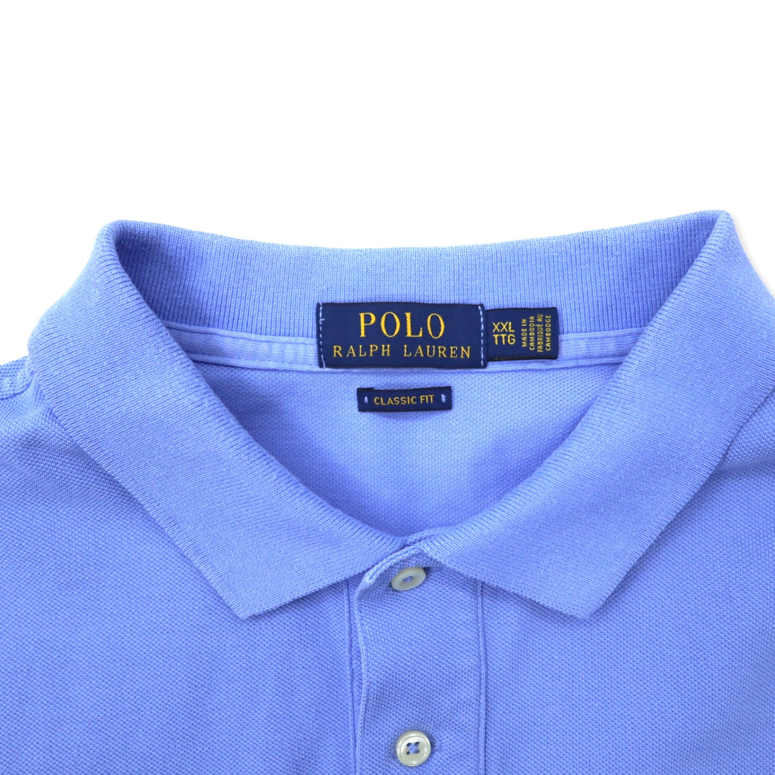 POLO RALPH LAUREN Polo shirt XXL Blue Cotton Pique Classic Fit Small pony embroidery Big size