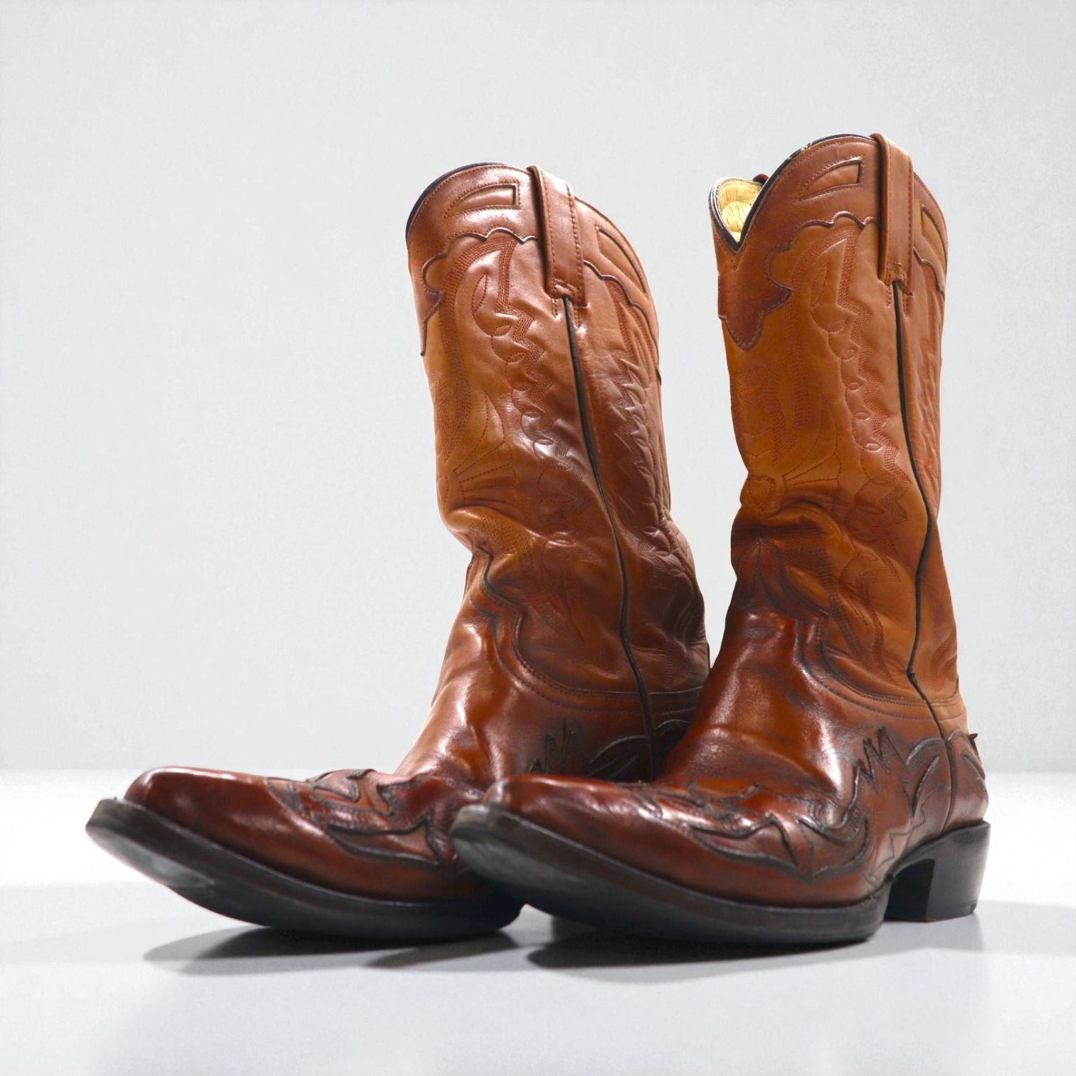 Botas Jaca Cowboy Western Boots, Size 26cm, Carved Stitch Embroidery, 28005, Made in Mexico