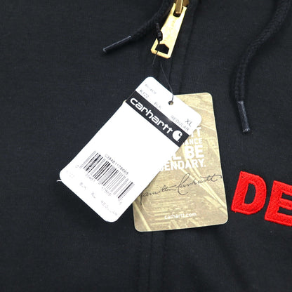 Carhartt フルジップパーカー XL ブラック 裏起毛 DELTA 刺繍 MIDWEIGHT HOODED ZIPFRONT SWEAT K122 メキシコ製 未使用品