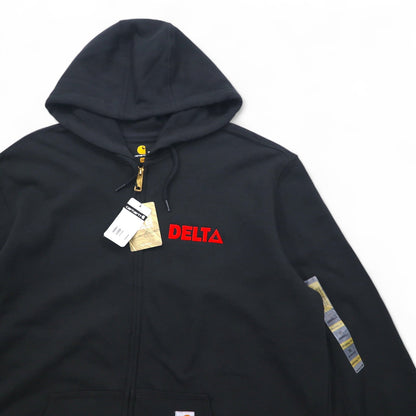 Carhartt フルジップパーカー XL ブラック 裏起毛 DELTA 刺繍 MIDWEIGHT HOODED ZIPFRONT SWEAT K122 メキシコ製 未使用品