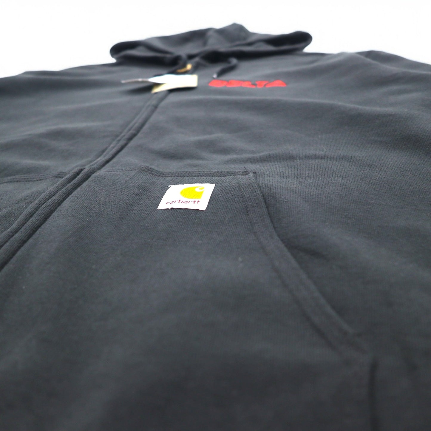 Carhartt フルジップパーカー XL ブラック 裏起毛 DELTA 刺繍 MIDWEIGHT HOODED ZIPFRONT SWEAT K122 メキシコ製 未使用品